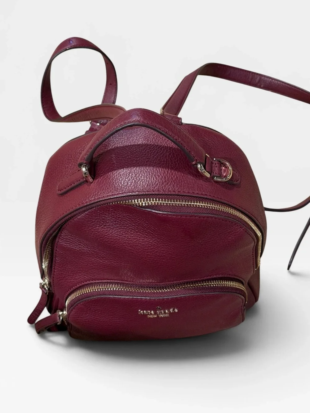 Kate Spade New York Jackson Medium Backpack Burgundy Pebbled Leather